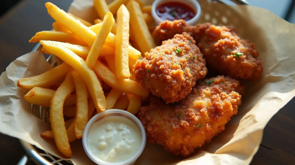 chicken tenders and fries