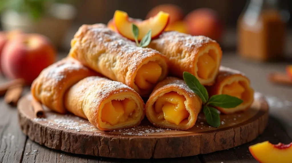 peach cobbler egg rolls​