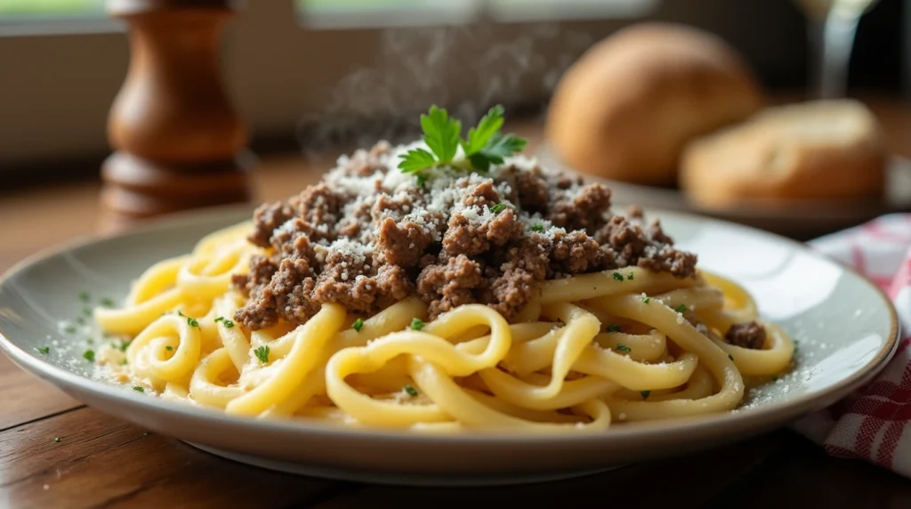 Ground Beef Alfredo