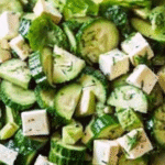 colse up phott of Cucumber Feta Salad with Dill